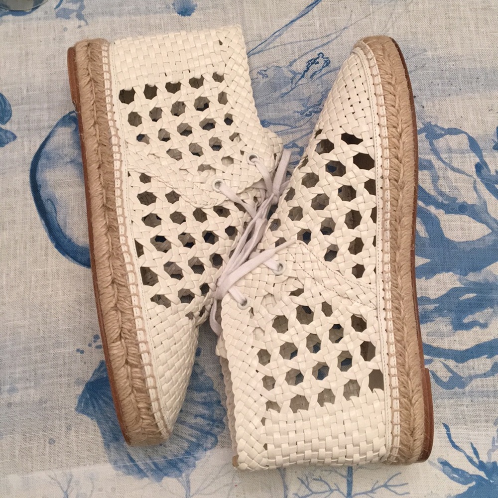 Celine leather woven Espadrille Sneakers 40 New White